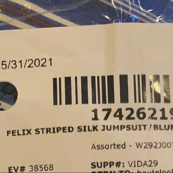 NEW Rag & Bone Felix Striped Blue Silk V Neck Jumpsuit $595 Size 0 - Picture 10 of 13